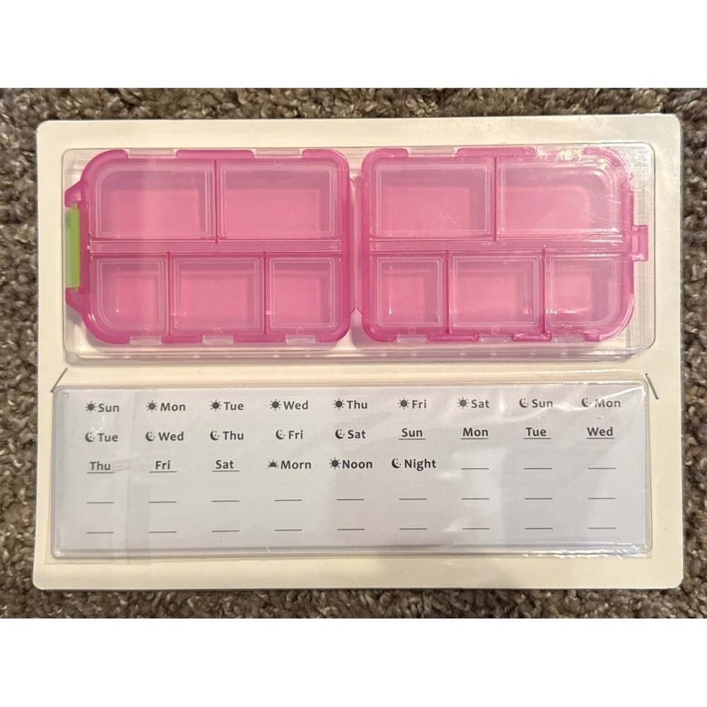 IOUWEI Pill Organizer Set Pink New Travel Case with Labels